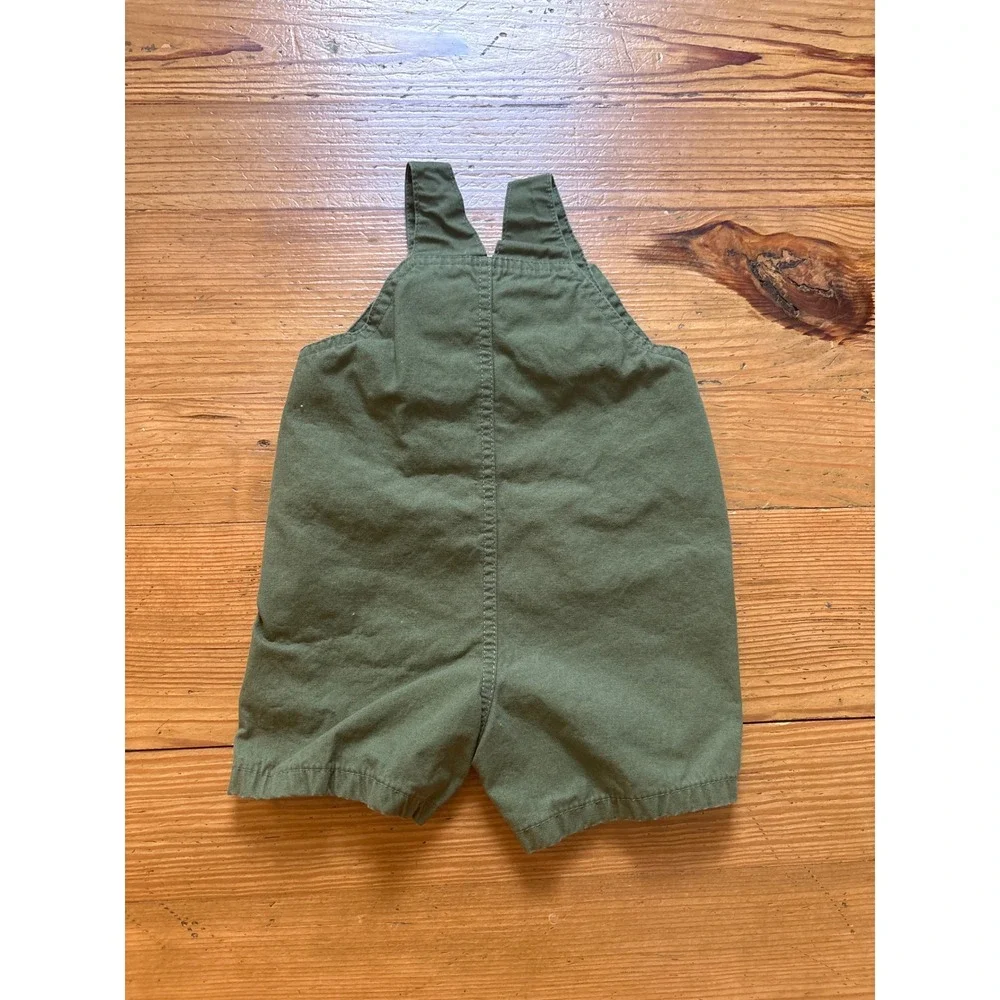 Carter's Shortall Overalls Kids‎ Olive Green Leopard Embroidery SIZE 9m
